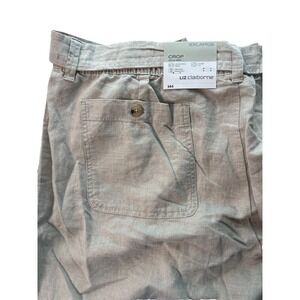 Liz Claiborne Women's Crop Pants XXL Linen Cotton Loose Adjustable waist W40 L22